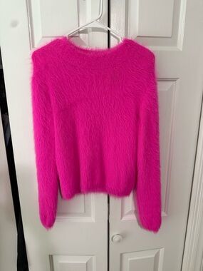 Women’s Cozy Fuzzy Crewneck Sweater - Hot Pink